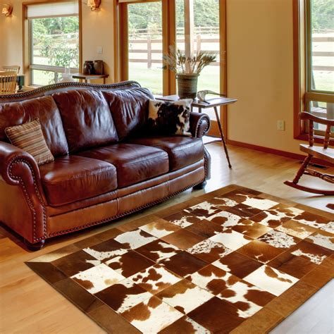 Cream & Brown Cow Hide 188x160cm .